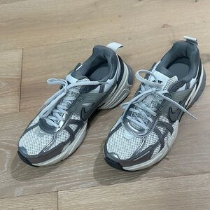 Gray and White Athletic Sneakers